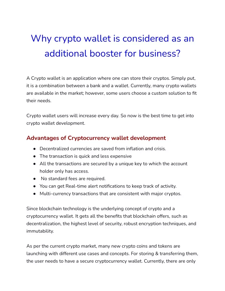 why is a crypto wallet needed