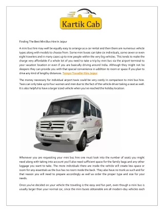 Finding The Best Mini Bus Hire In Jaipur