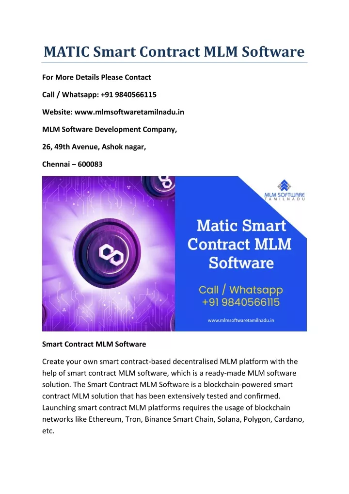 matic smart contract mlm software
