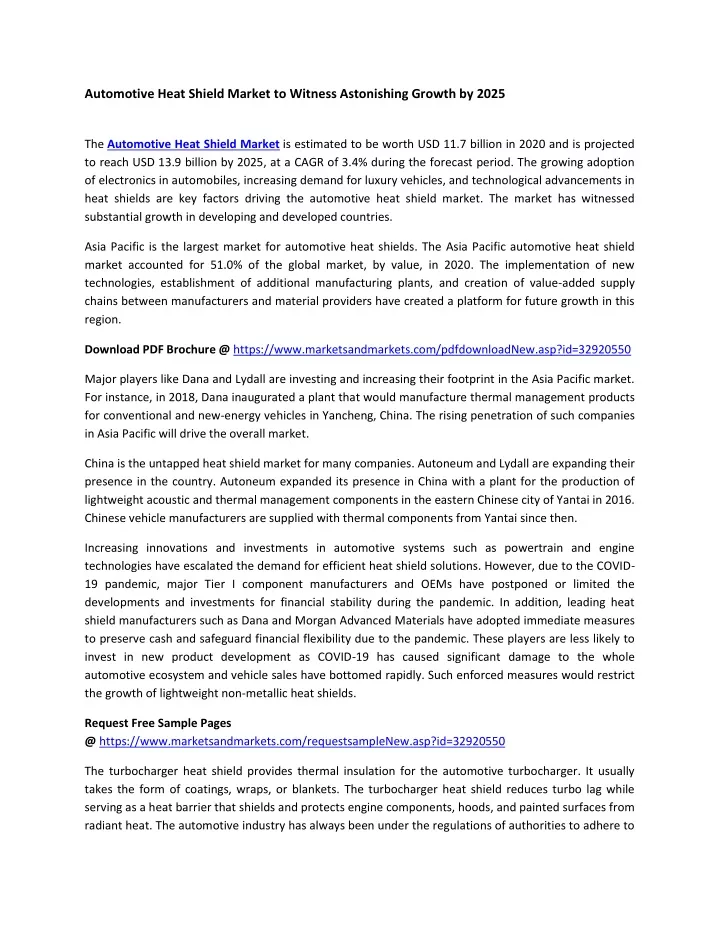 automotive heat shield market to witness