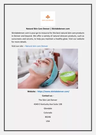 Natural Skin Care Denver Skinlabdenver