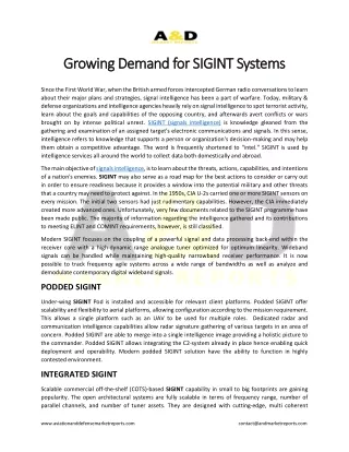growing demand for sigint systems growing demand