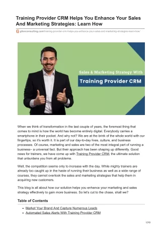 Training Provider CRM Helps You Enhance Your Sales And Marketing Strategies Learn How