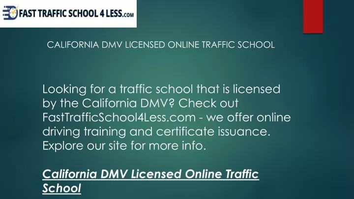 california dmv licensed online traffic school