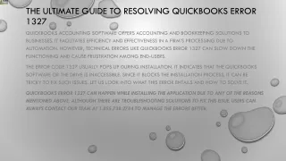 the ultimate guide to resolving quickbooks error 1327