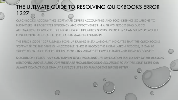 the ultimate guide to resolving quickbooks error 1327