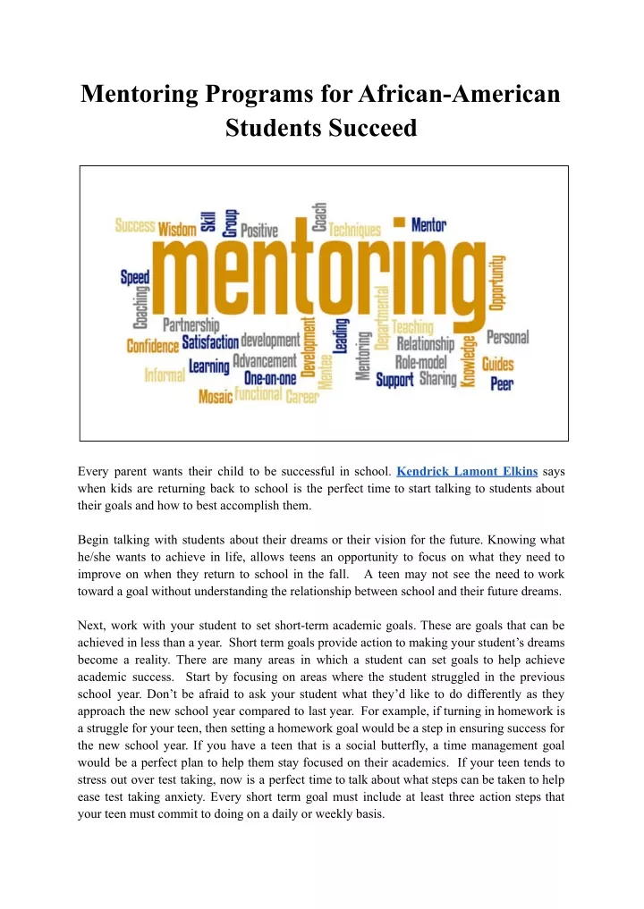 mentoring programs for african american students