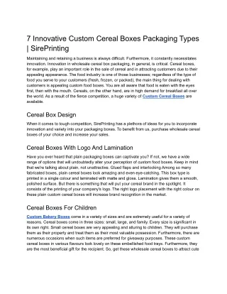 7 innovative custom cereal boxes packaging types