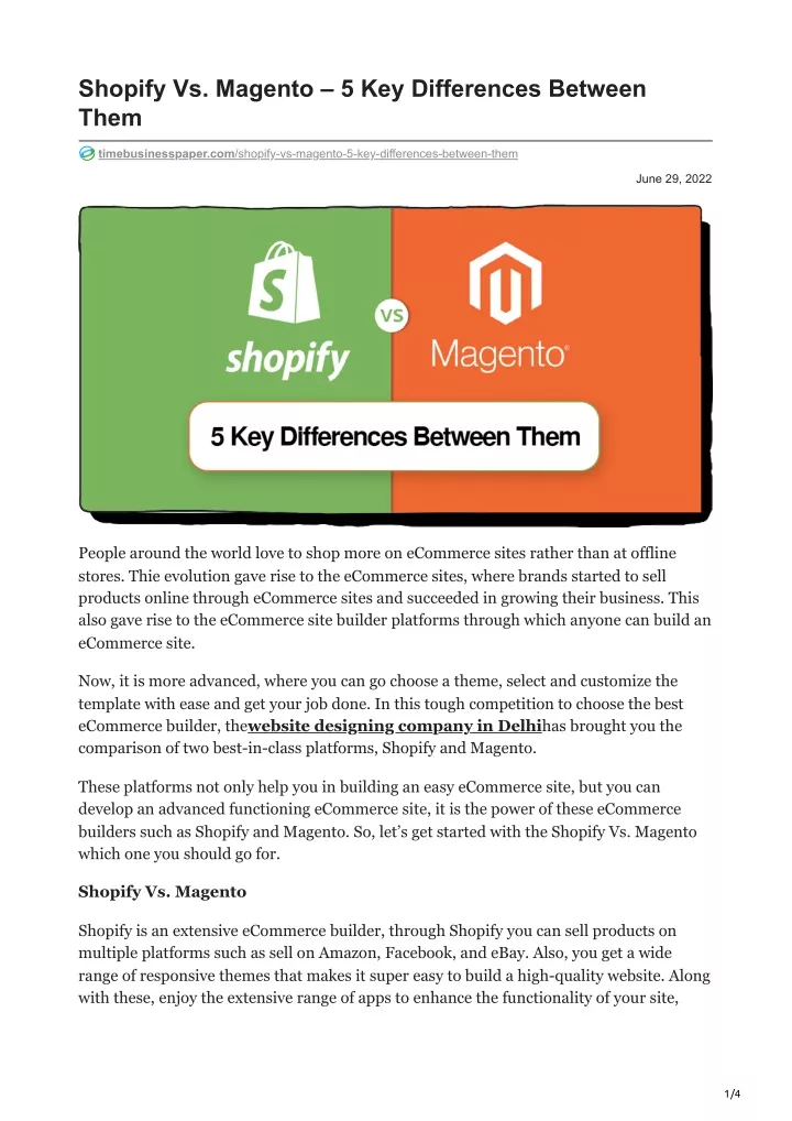 shopify vs magento 5 key differences between them