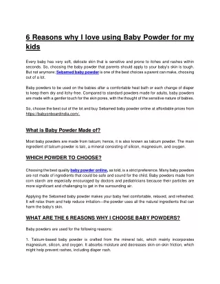 6 Reasons why I love using Baby Powder for my  kids