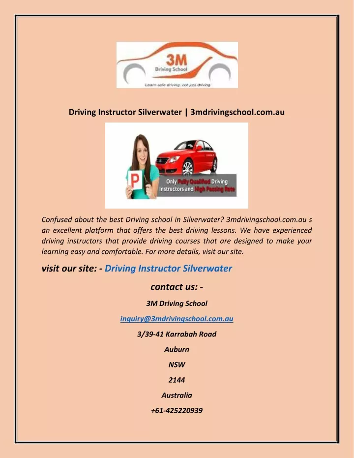 driving instructor silverwater 3mdrivingschool