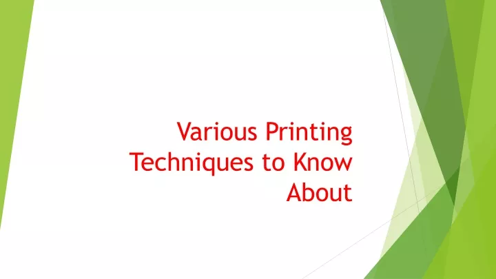 various printing techniques to know about