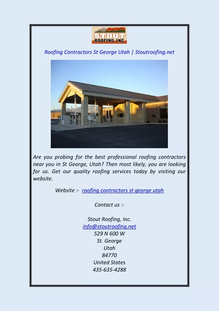roofing contractors st george utah stoutroofing