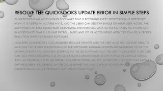 resolve the quickbooks update error in simple steps