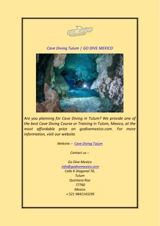 Cave Diving Tulum  GO DIVE MEXICO