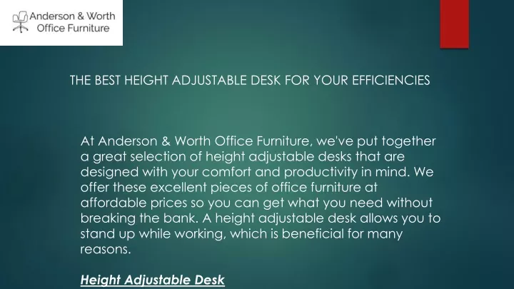 the best height adjustable desk for your efficiencies