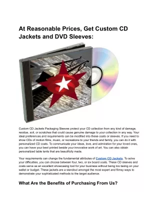 at reasonable prices get custom cd jackets