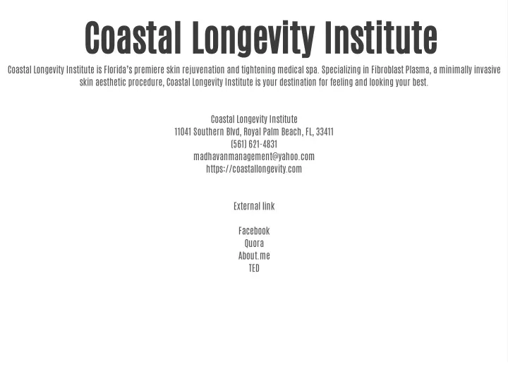 coastal longevity institute coastal longevity