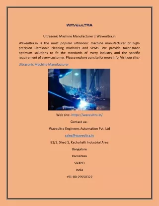 ultrasonic machine manufacturer waveultra in