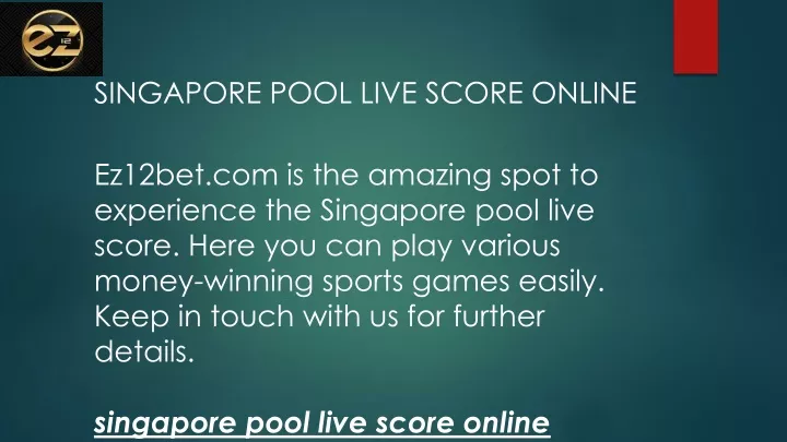 singapore pool live score online
