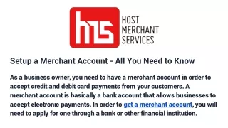 setup a merchant account all you need to know