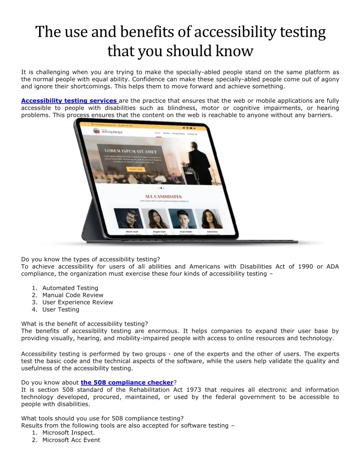 the use and benefits of accessibility testing