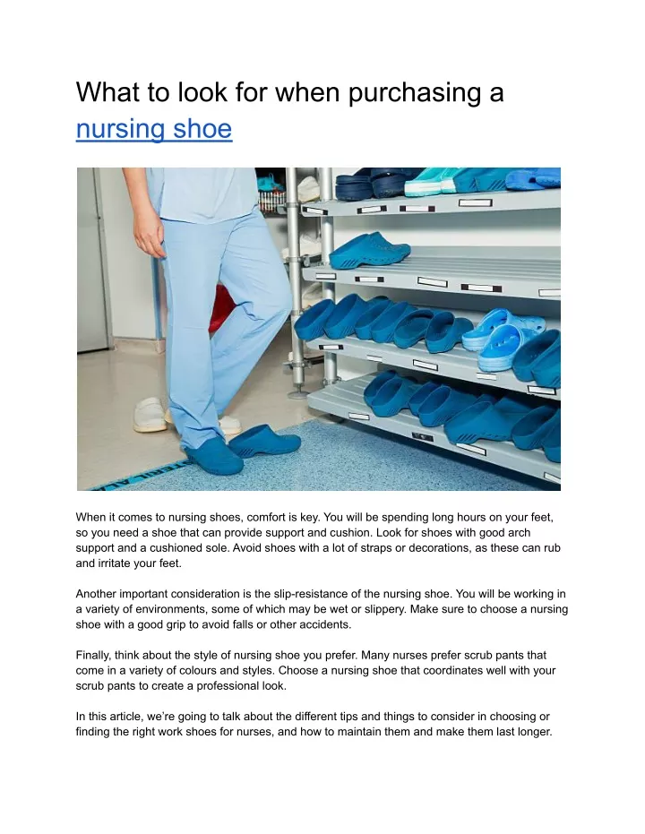 what to look for when purchasing a nursing shoe