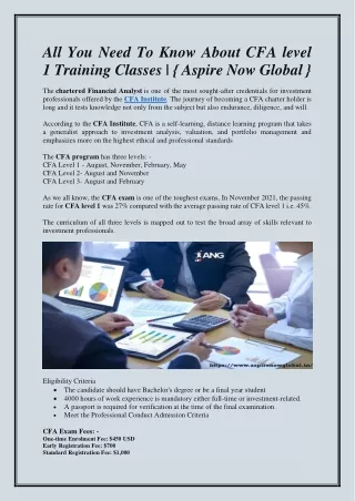 all you need to know about cfa level 1 training