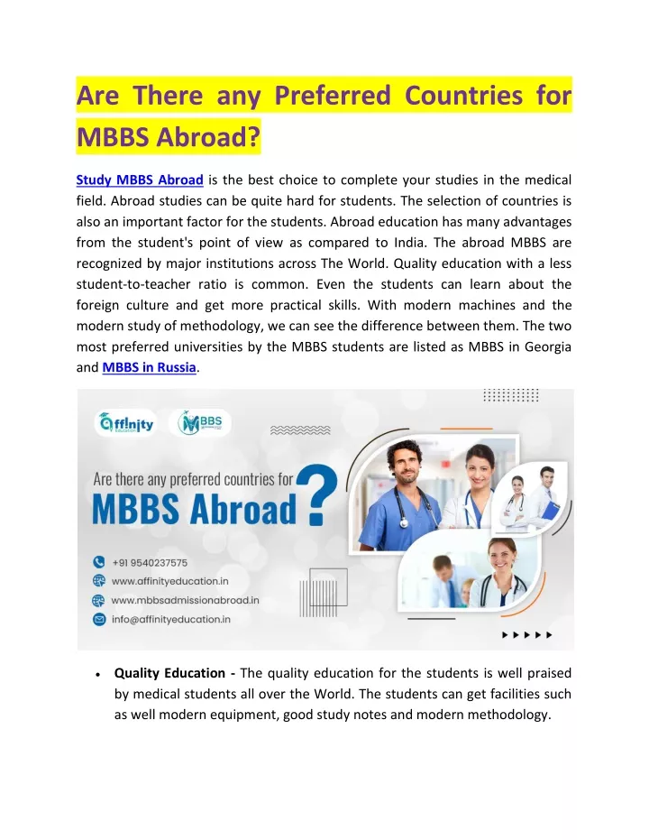 are there any preferred countries for mbbs abroad