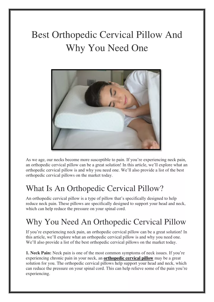 best orthopedic cervical pillow and why you need