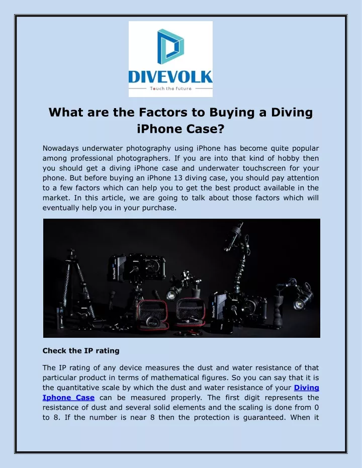 what are the factors to buying a diving iphone