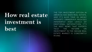 How real estate investment is best