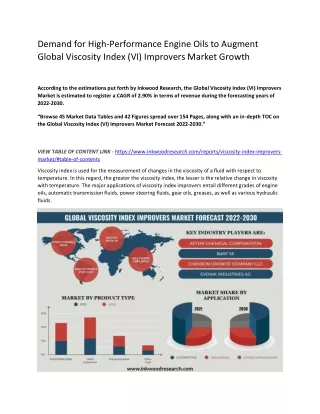 demand for high performance engine oils