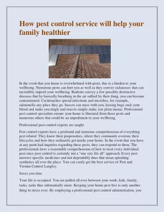 how pest control service will help your family