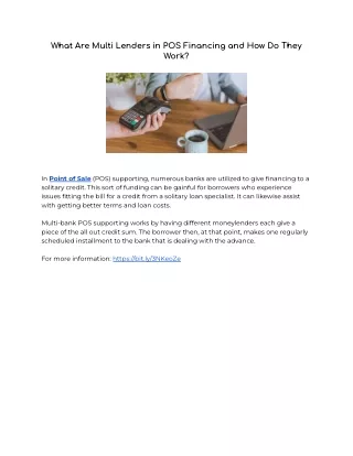 what are multi lenders in pos financing