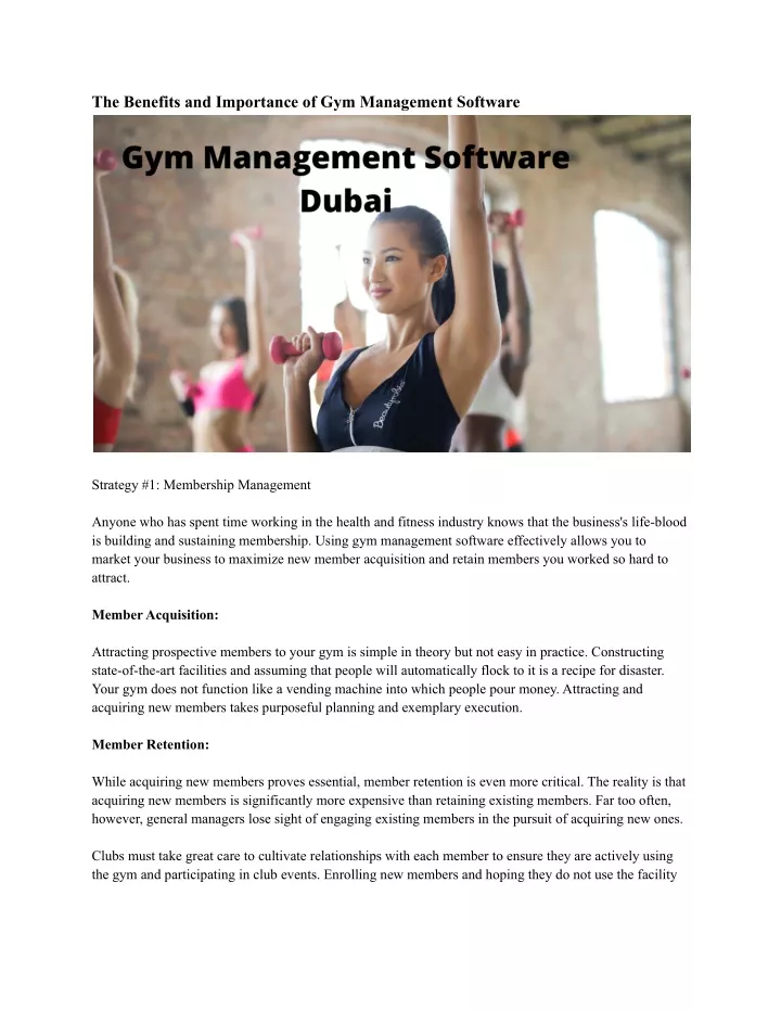 the benefits and importance of gym management