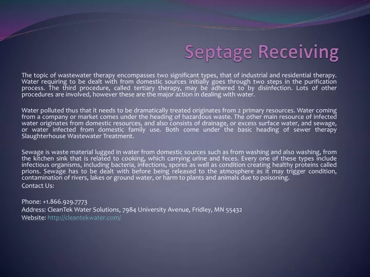 septage receiving