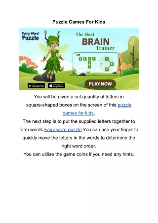 Puzzle Games For Kids