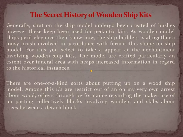 the secret history of wooden ship kits