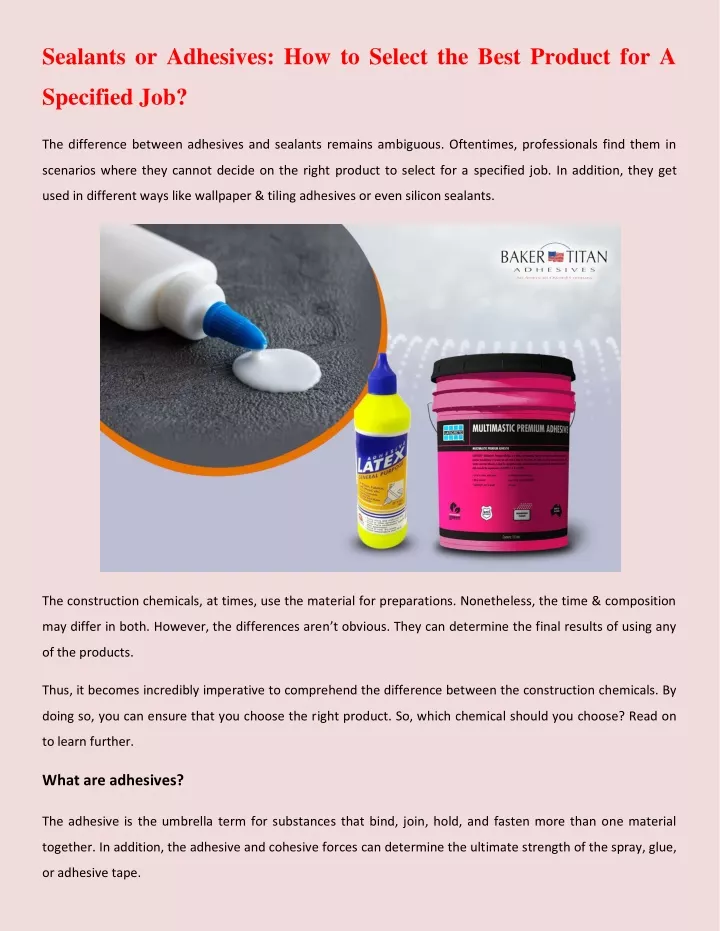 sealants or adhesives how to select the best