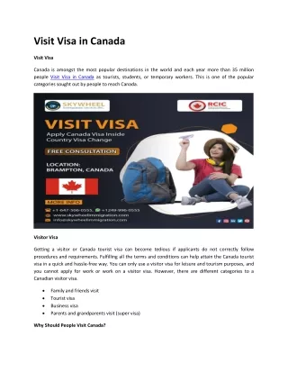 Visit Visa in Canada
