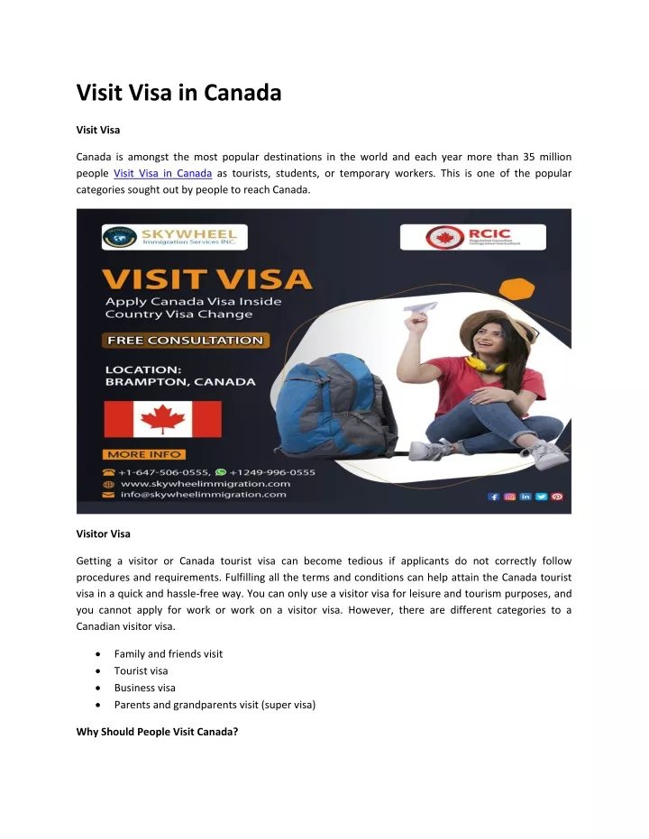 visit visa in canada