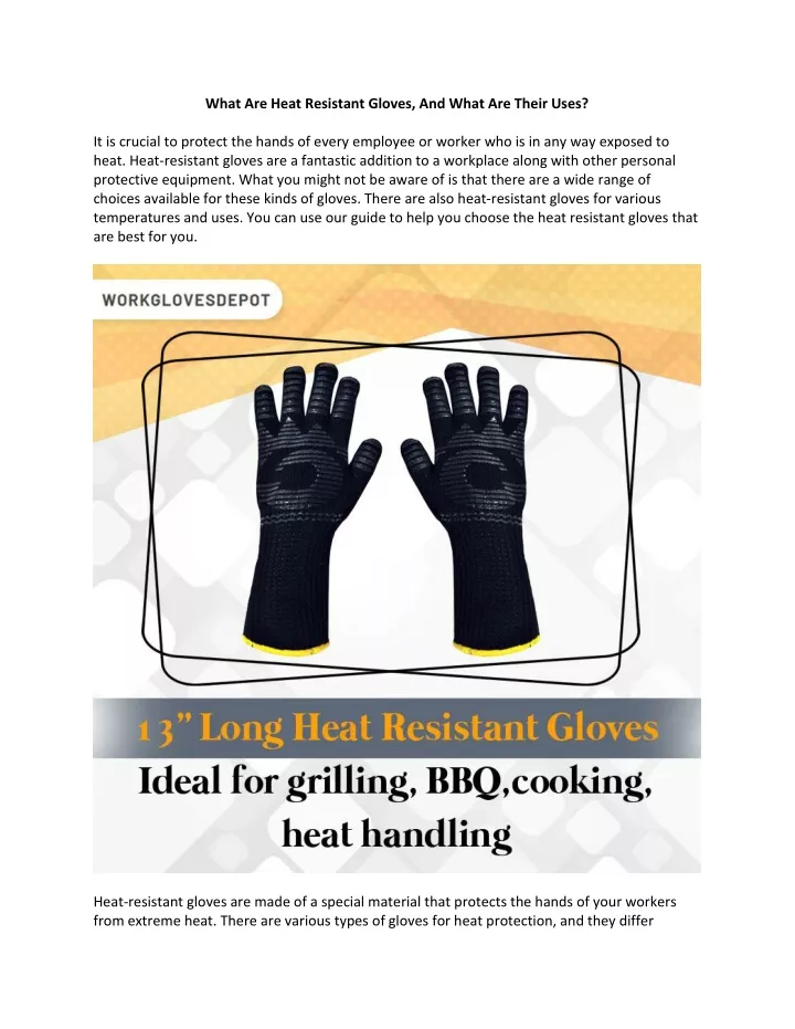 what are heat resistant gloves and what are their