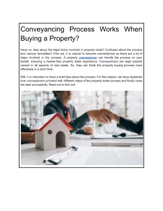 conveyancing process works when buying a property