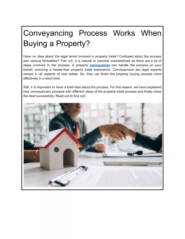 conveyancing process works when buying a property