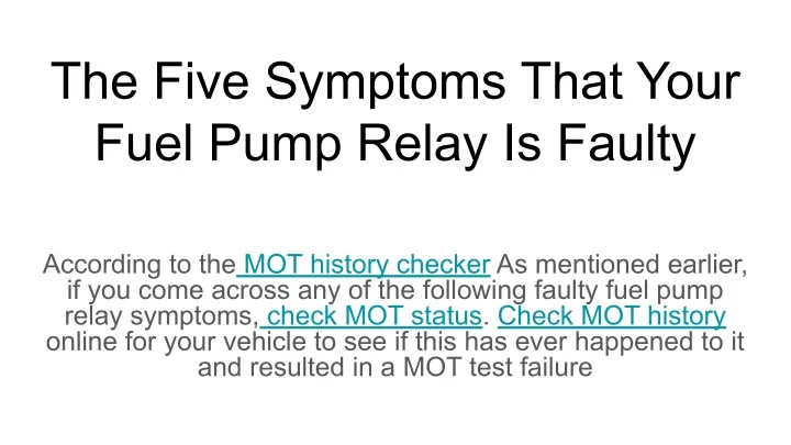 the five symptoms that your fuel pump relay