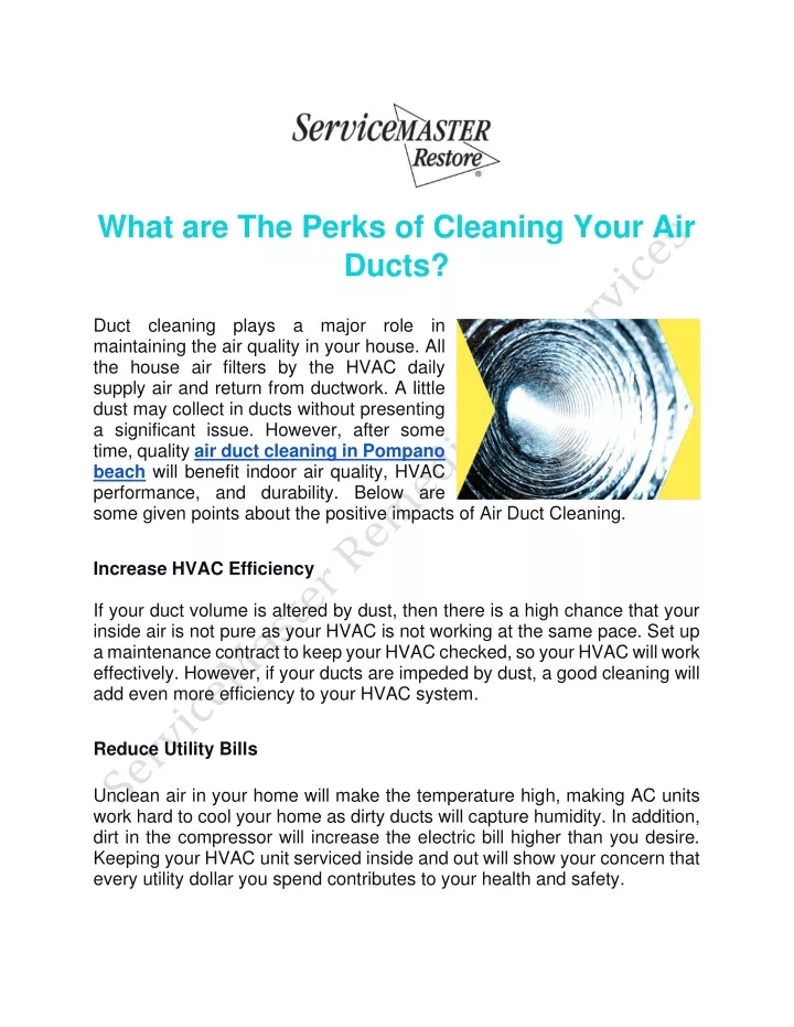 what are the perks of cleaning your air ducts