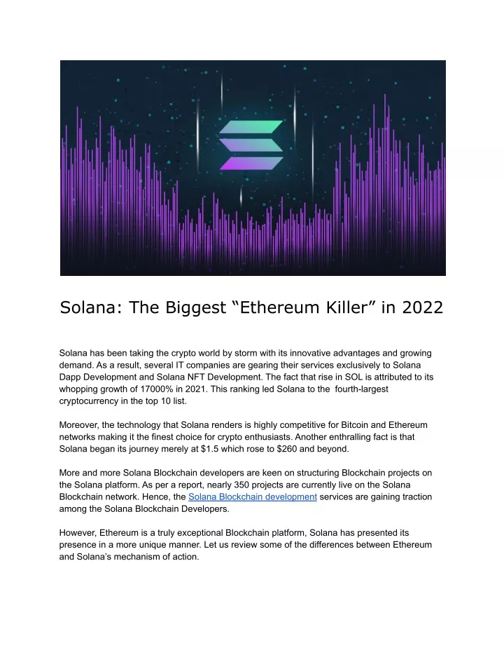 solana the biggest ethereum killer in 2022