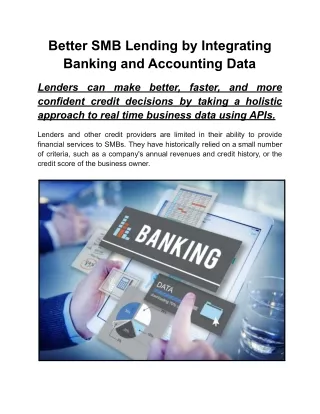 Better SMB Lending by Integrating Banking and Accounting Data