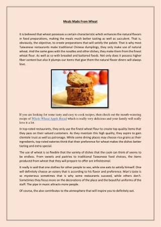 meals made from wheat